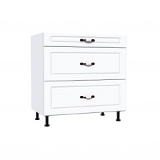 Corp inferior 80 cu 3 sertare metalice greutate Zebra MDF alb